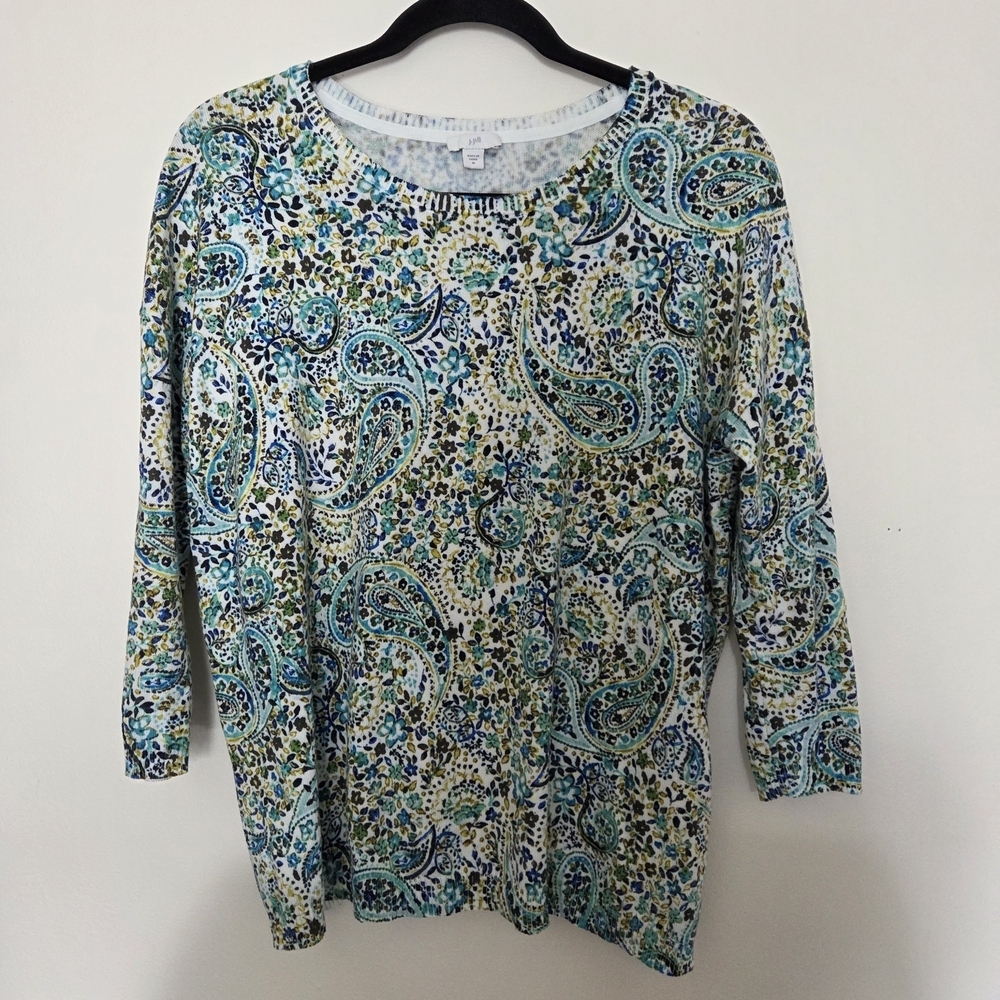 J. Jill Paisley Print Women's Spring Pullover Sweater Medium